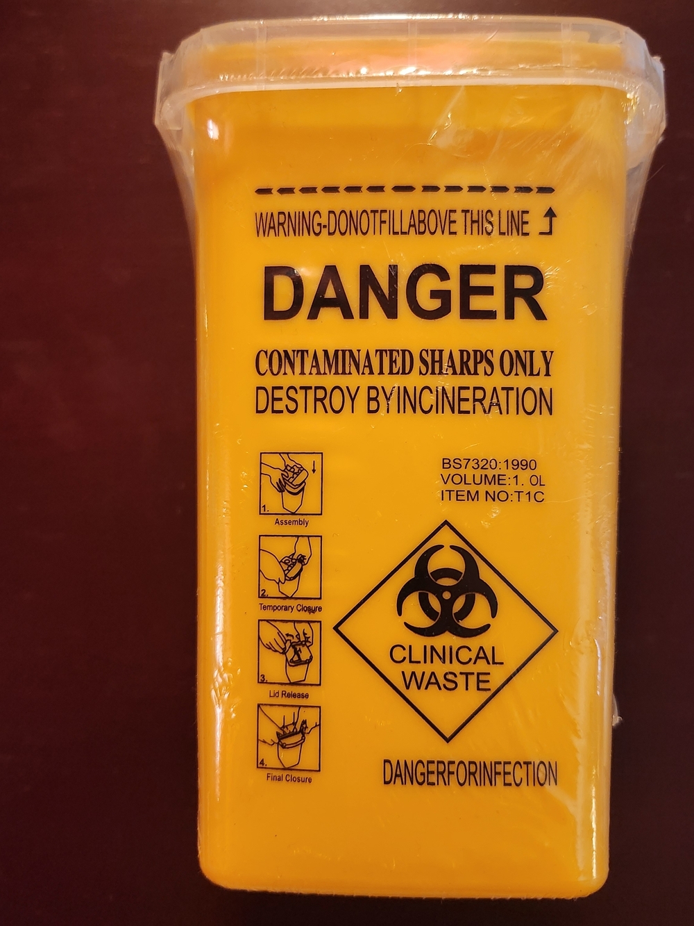 Yellow Clinical Sharps Waste Container - Biohazard